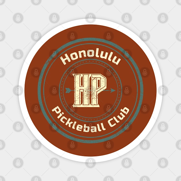 Vintage Retro Logo of Honolulu Pickleball Club Magnet by Hayden Mango Collective 